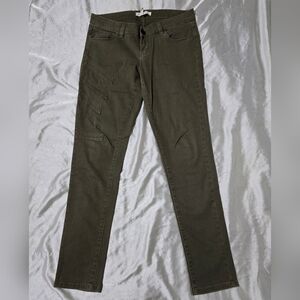 BCBGeneration Cotton Blend Olive Green Low Rise Stretch Skinny Jeans